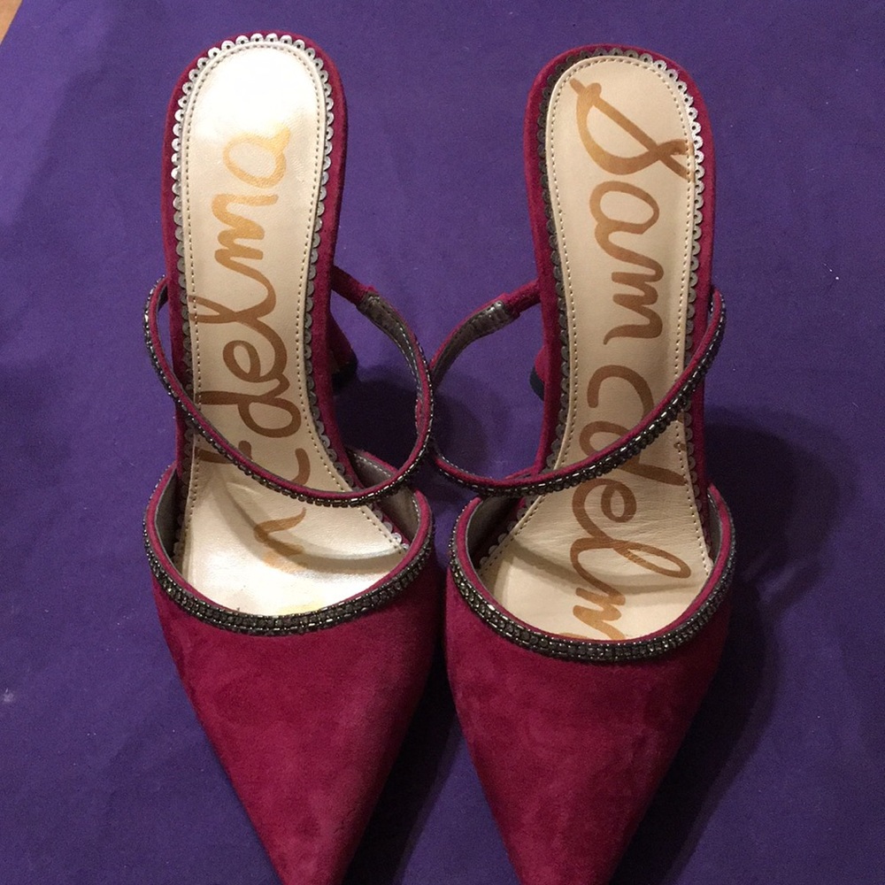 Sam Edelman Red Suede Heels with Sophisticated Straps